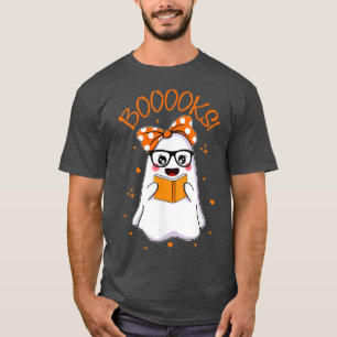 Booooks Cute Ghost Reading Library Books Halloween T-Shirt