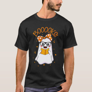 Booooks Cute Ghost Reading Library Books Halloween T-Shirt