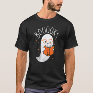 Booooks Cute Ghost Reading Library Books Halloween T-Shirt
