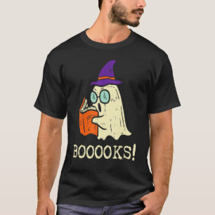 Booooks Cute Ghost Reading Library Books Halloween T-Shirt