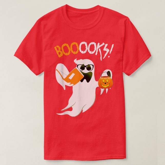 Booooks Ghost Boo Read Books Library Teacher Hallo T-Shirt (Design Front)