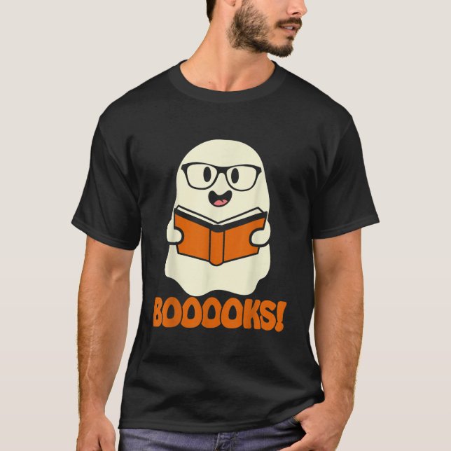 Booooks Ghost Boo Read Books Library Teacher Hallo T-Shirt (Front)