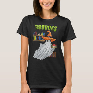 Booooks Ghost Halloween Costume Teacher Book Libr T-Shirt