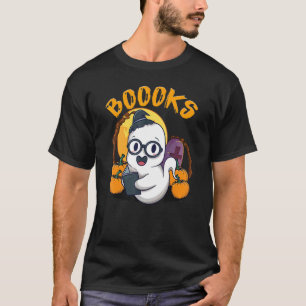 Booooks Ghost Halloween Teacher Book Library Read T-Shirt
