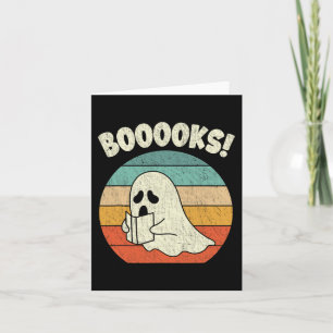 Booooks Ghost Halloween Vintage Teacher Book Libra Card