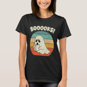 Booooks Ghost Halloween Vintage Teacher Book Libra T-Shirt