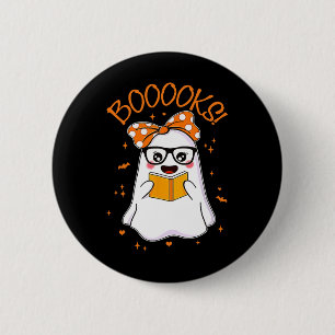 Booooks Ghost Halloween Women Teacher Book Library 6 Cm Round Badge
