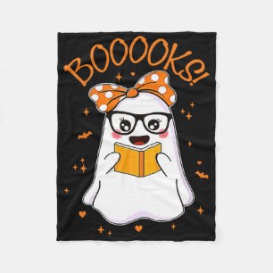 Booooks Ghost Halloween Women Teacher Book Library Fleece Blanket