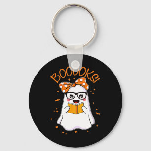 Booooks Ghost Halloween Women Teacher Book Library Key Ring