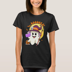 Booooks Ghost Halloween Women Teacher Book Library T-Shirt