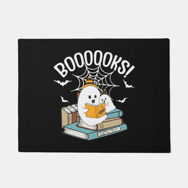 Booooks Ghost Read Books Halloween Funny Reading Doormat (Front)