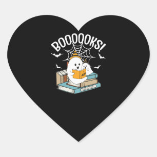 Booooks Ghost Read Books Halloween Funny Reading Heart Sticker