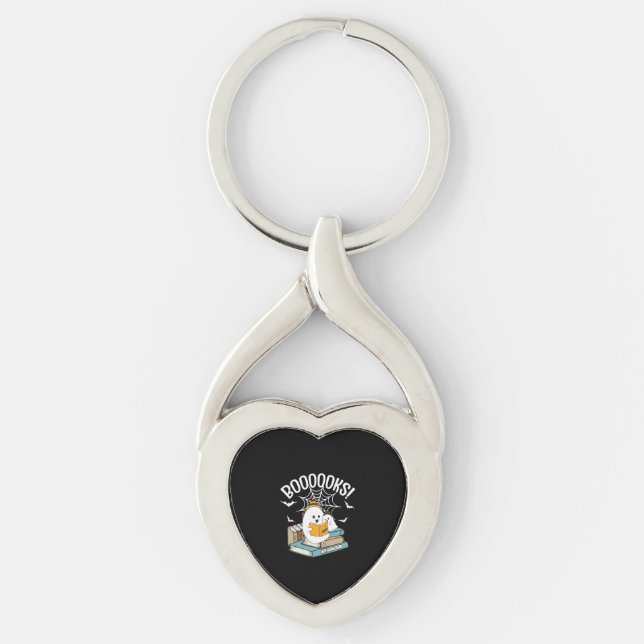 Booooks Ghost Read Books Halloween Funny Reading Key Ring (Front)