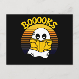 Booooks Ghost reading books halloween Postcard