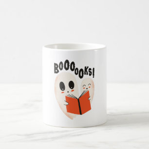 Booooks Ghost Reading Halloween Coffee Mug