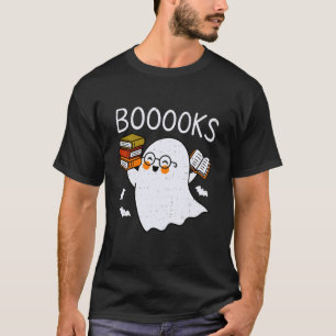 Booooks Ghost Reading Halloween Library Librarian T-Shirt
