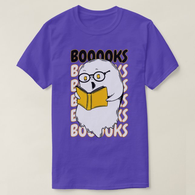 Booooks Ghost Teacher Book Library Reading Funny H T-Shirt (Design Front)