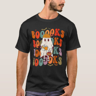 Booooks Groovy Cute Ghost Book Retro Reading Hallo T-Shirt