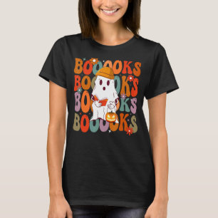Booooks Groovy Cute Ghost Book Retro Reading Hallo T-Shirt