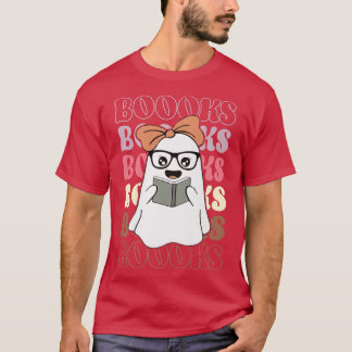Booooks Groovy Cute Ghost Book Retro Reading Hallo T-Shirt