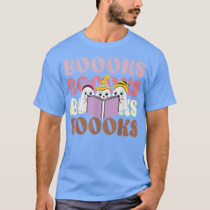 Booooks Groovy Cute Ghost Book Retro Reading Hallo T-Shirt
