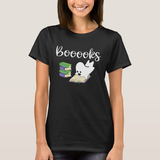 Booooks Halloween Ghost Reader  Reading Boo Costum T-Shirt (Front)