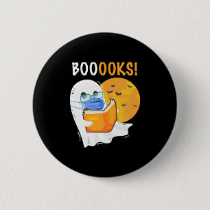 Booooks Halloween Ghost reading books and wearing 6 Cm Round Badge