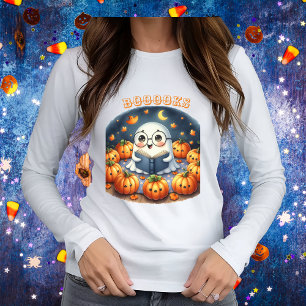 BOOOOOKS Ghost Pumpkin Halloween T-Shirt