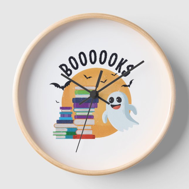 Boooooks Halloween, Booooks Cute Halloween    Clock (Front)