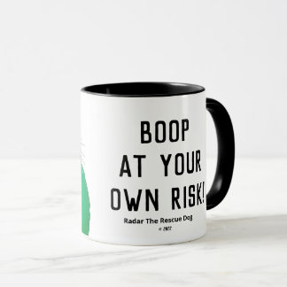 "Boop At Your Own Risk" Mug — Radar The Rescue Dog