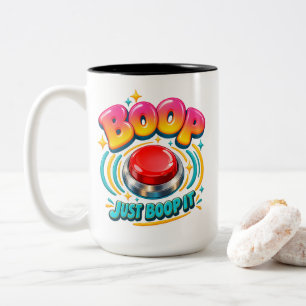 Boop Button Humor Just Boop It Playful Fans Two-Tone Coffee Mug