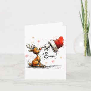 Boop Funny Santa Farmer Reindeer Cute Christmas Ho Card