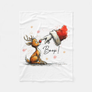 Boop Funny Santa Farmer Reindeer Cute Christmas Ho Fleece Blanket