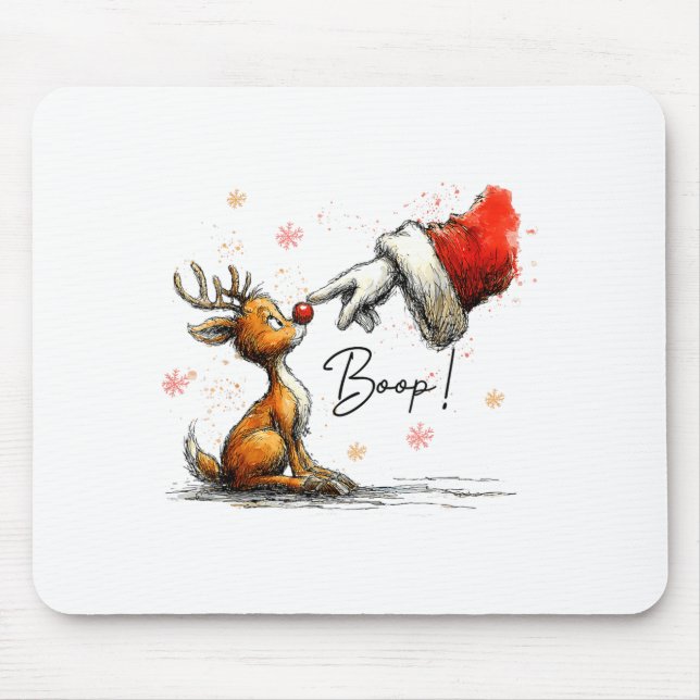 Boop Funny Santa Farmer Reindeer Cute Christmas Ho Mouse Mat (Front)