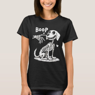 Boop Hand Skeleton And Dog Funny Halloween Dog T-Shirt