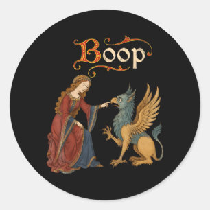 Boop Mediaeval Knight Dragon Funny Ren Faire Men Classic Round Sticker