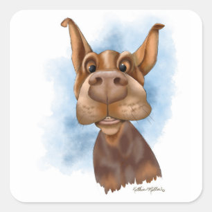 Boop the Snoot Doberman Cartoon Square Sticker