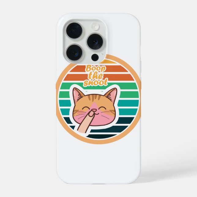 Boop The Snoot Retro Sunset Cat Meme iPhone Case (Back)