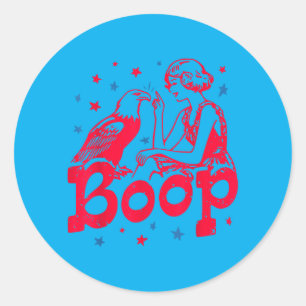 Boop Vintage Girl And Eagle Funny Patriotic Retro Classic Round Sticker