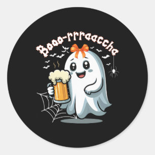 Boorachas Funny Halloween Ghost Drinking Margarita Classic Round Sticker