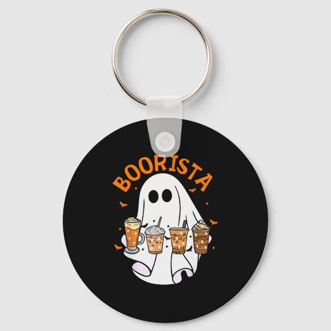 Boorista Barista Ghost Coffee Halloween Soky Seaso Key Ring (Front)
