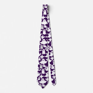 Boos and a Pumpkin. BP01A.B.Dpurple BG Tie