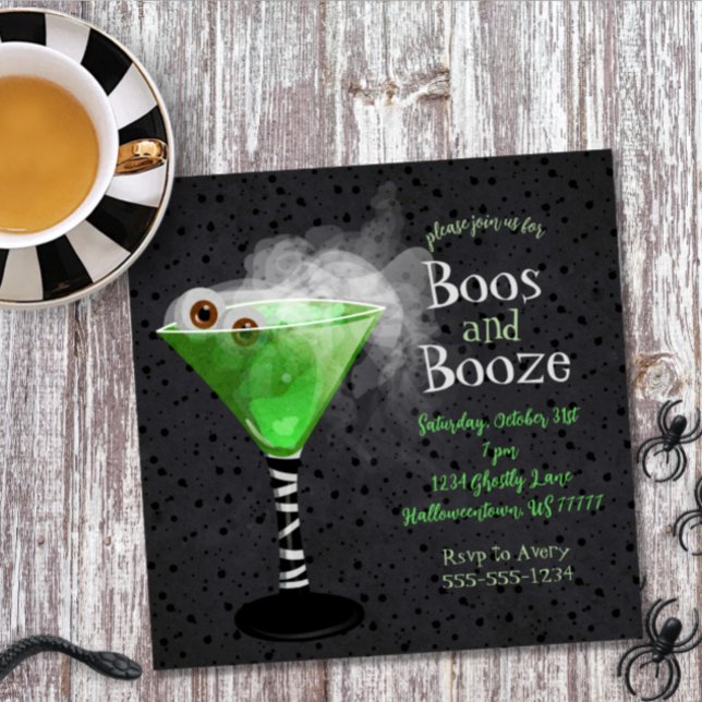 Boos and Booze Adult Halloween Cocktail Party Invitation (Creator Uploaded)