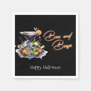 Boos and Booze Adult Halloween Cocktail Party Napkin