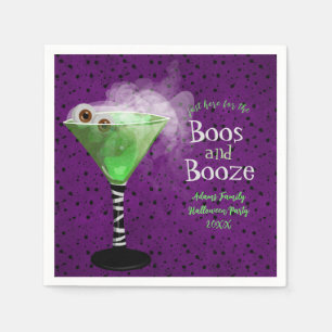 Boos and Booze Adult Halloween Cocktail Party Napkin