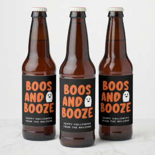 Boos and Booze Adult Halloween Ghost Black Beer Bottle Label