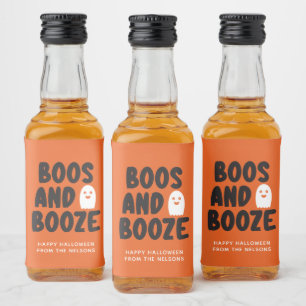 Boos and Booze Adult Halloween Ghost Orange Liquor Bottle Label