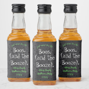 Boos and Booze Adult Halloween Party Favors Liquor Bottle Label