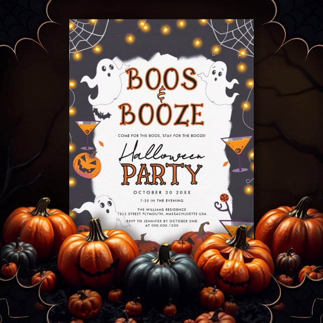 Boos and Booze adult Halloween party Invitation (Creator Uploaded)