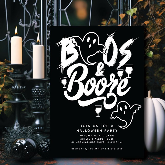 Boos and Booze Adult Halloween Party Invitation (Creator Uploaded)